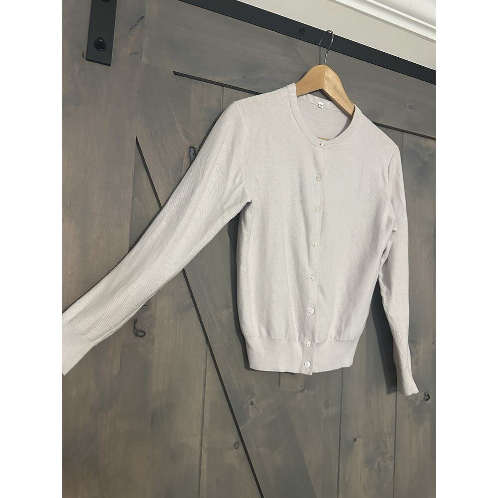 MUJI Labo Women M Cotton Silk Cardigan Ribbed Knit Old Money Academia Preppy